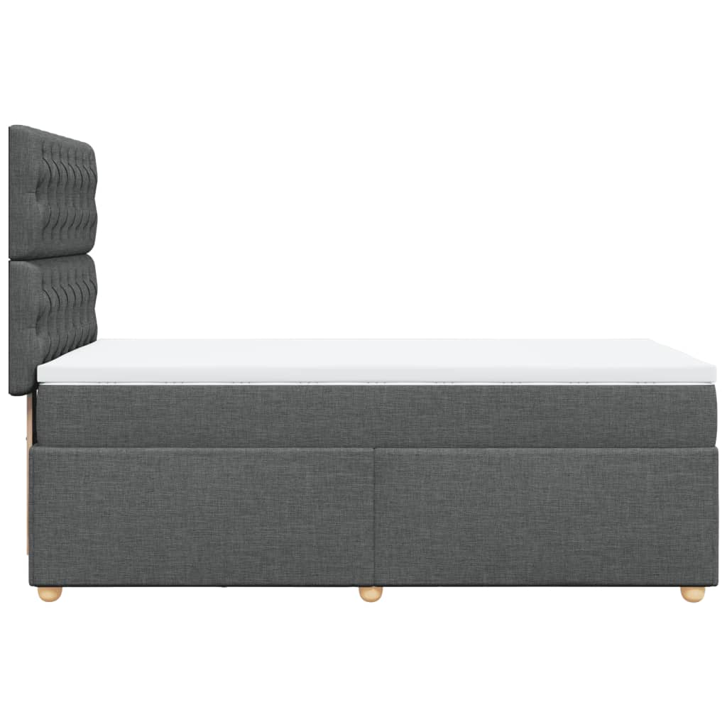 Vidaxl Łóżko Kontynentalne Z Materacem, Ciemnoszara Tkanina 90X200 Cm
