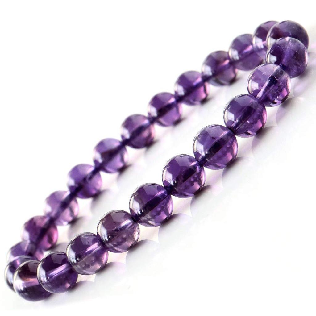 [GOLD STONE] Natural Amethyst Bracelet, Power Stone, February Birthstone, 8mm, Deep Purple Amethyst from Uruguay