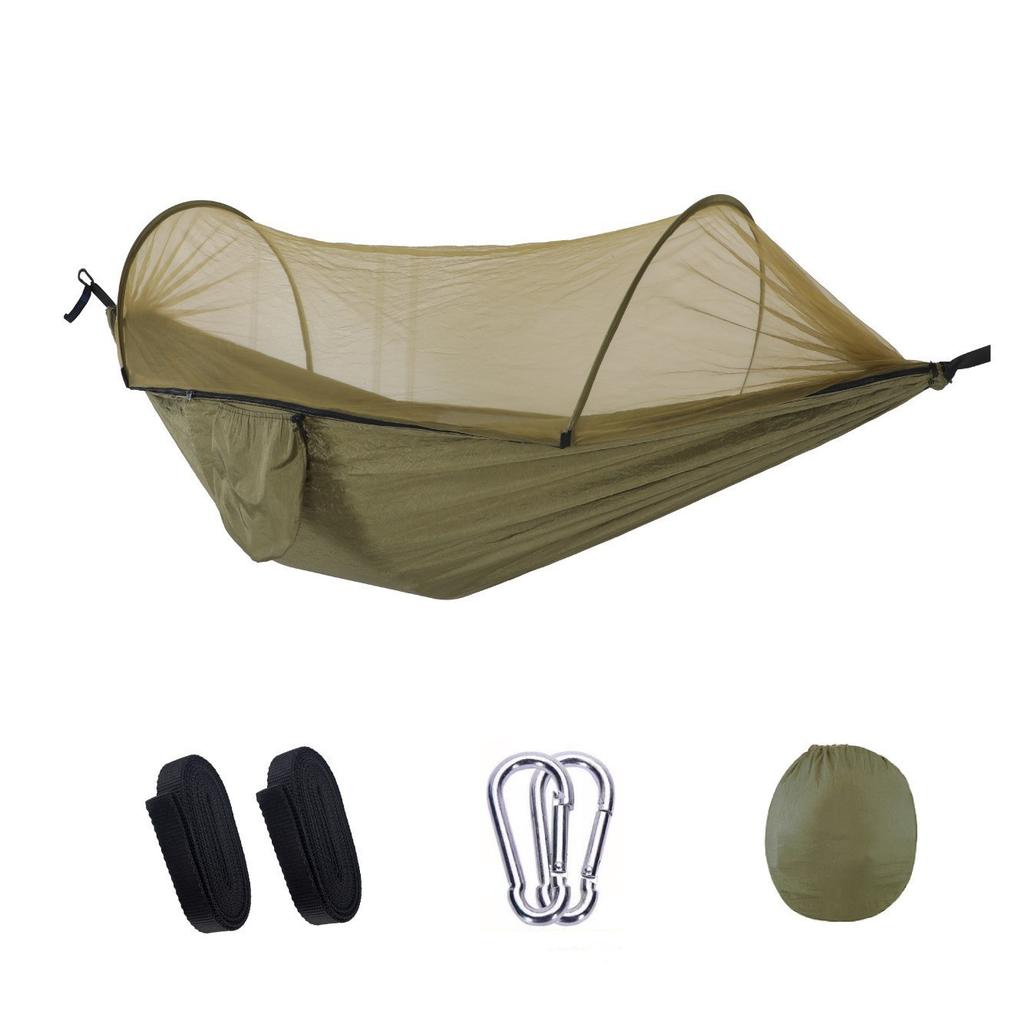 Outdoor Camping Hammock Anti-mosquito Anti-rollover With Mosquito Net Single Double Parachute Automatic Hanging Bed