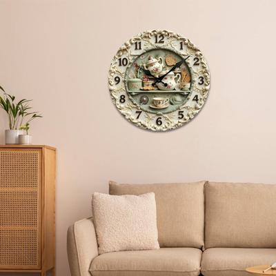 Wall Clock 3D Effect Battery Operated Timepiece Quiet Movement Decorative for Bar Living