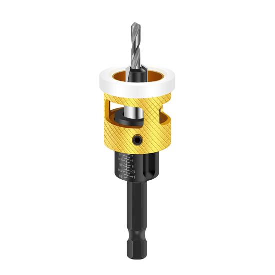 Countersink Drill Bits Set with Adjustable Aluminum Depth Five Dual-Flute Bits TCT Alloy Hole Drill Bits Kit with Wrench Storage Case