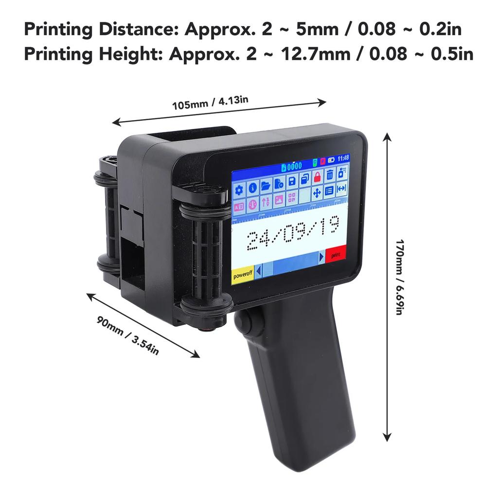 N6 Handheld Inkjet Printer Gun Ergonomic Multi Language 4 CPU Handheld Inkjet Printer HD LED 4.3inch for Barcode