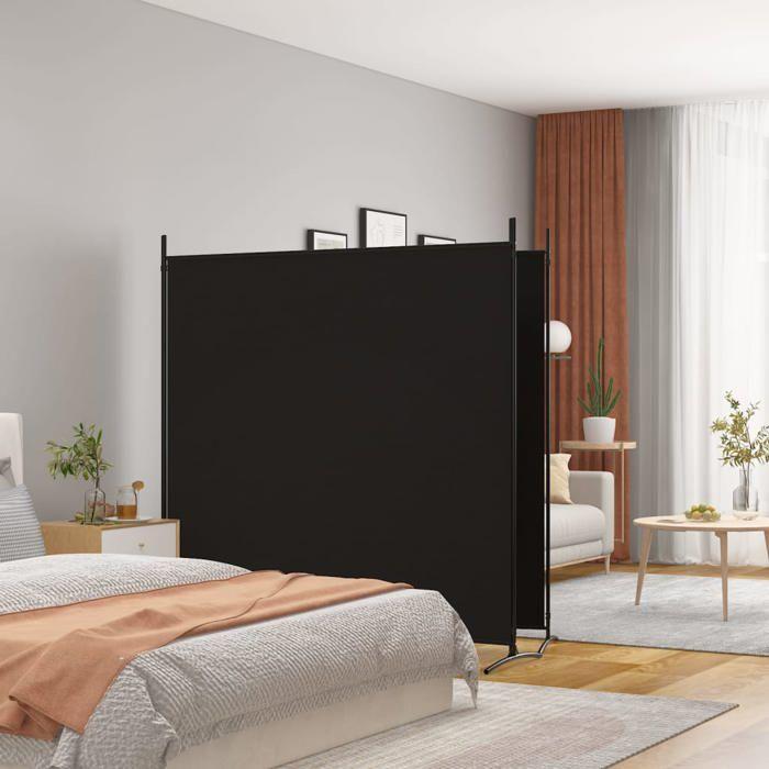 VidaXL Cloison de Séparation 2 Panneaux Séparateur de Pièce Pliable Diviseur Écran d'Intimité Paravent Décoration Salon Noir 350277