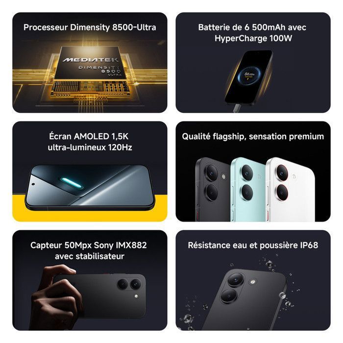 Refurbished - Smartphone - XIAOMI - POCO X8 Pro - Dimensity 8500‑Ultra - 8 Go / 512 Go - AMOLED 1.5K 120Hz - 6500mAh 100W