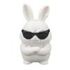 3D Printed Funny Cool Bunny Figurine Small White Rabbit Statue with Sunglasses for Office Computer Desk Bookshelf Room Decor