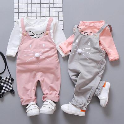Spring 2019 Cartoon Sling Two-Piece Children's Suit for Ages 0-4