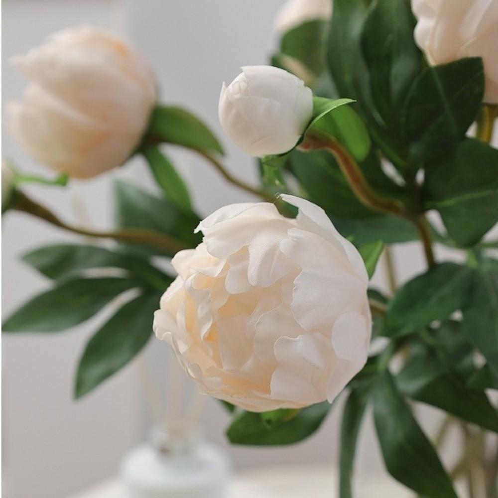 Lebensecht 2-köpfige Simulierte Pfingstrose Blume Seide 47cm Fake Pfingstrosenstrauß Schöne Blumendekoration Brautstrauß