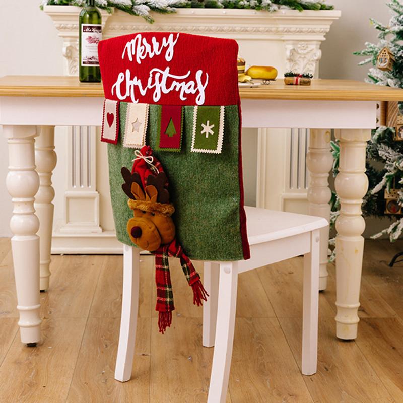 New Christmas decorations cartoon chair cover three-dimensional elderly dining chair cover snowman elk restaurant decoration