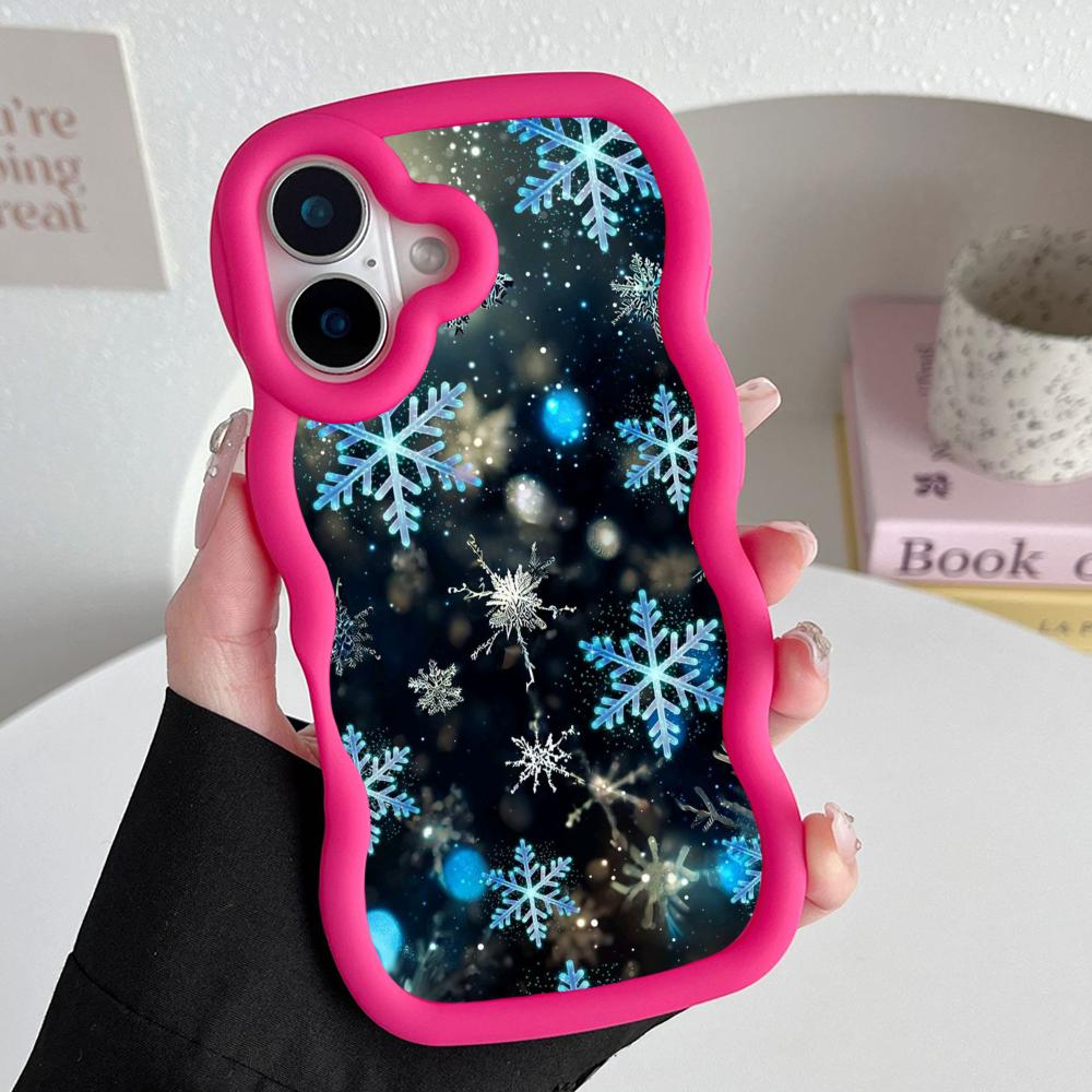 

Winter Snowflake Mobile Cell Phone Case for iPhone 17 16 15 14 13 12 11 Air Pro Max Plus Wavy Edge TPU Colorful Cover Smartphone iPhone 14 Pro