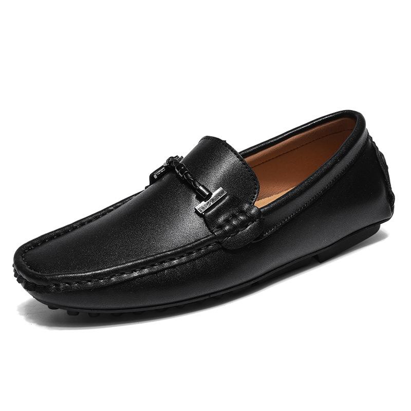Men s Large Breathable Leather Loafers Slip-On Versatile Bean Shoes 48