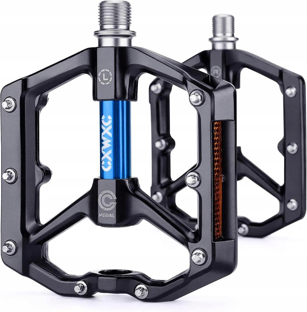CXWXC Aluminum Platform Bicycle Pedals with Pins and Reflectors, Machined
