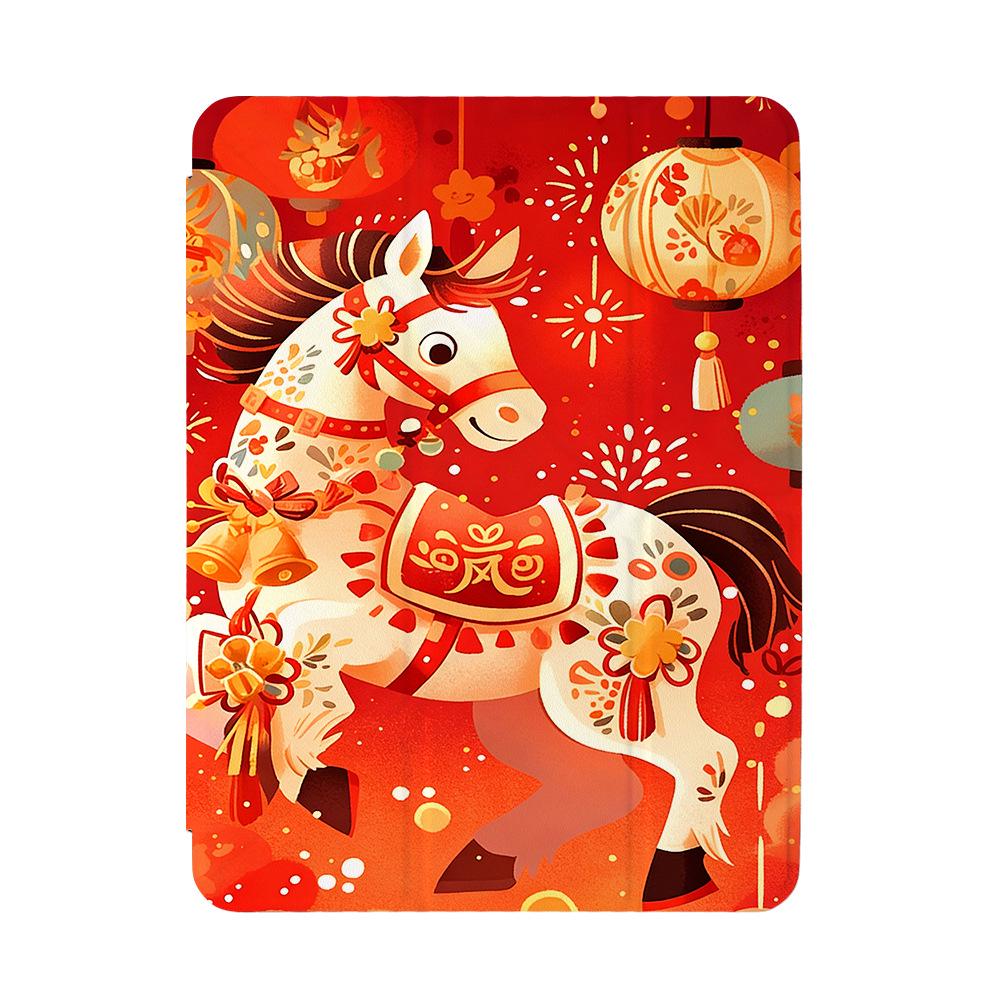 

New Year Pony iPad Pro 2022 Protective Case with Pen Slot, Transparent Shell for iPad Pro 2018 and Air 2022. iPad Air 4/5 (10.9-inch)