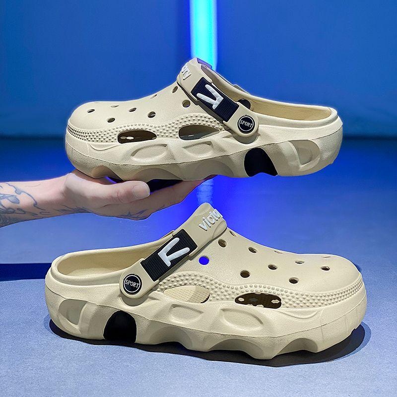 Fashion Hole Men's Summer Sandlas Shoes Outdoor Beach Slides Platform Male Slipper High Quality Fashion Fun Original Adult 2024 Style