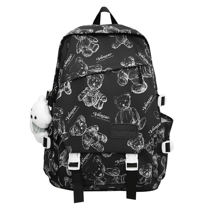 Casual Backpack Girl Cute Bear Lightweight Weight Backpack Junior High School College Student Schoolbag Fashion