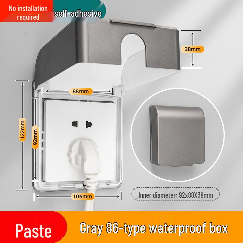 Cubierta de Enchufe Adhesiva Impermeable Tipo 86 para Baño - Caja Anti-Golpes con Protección Infantil