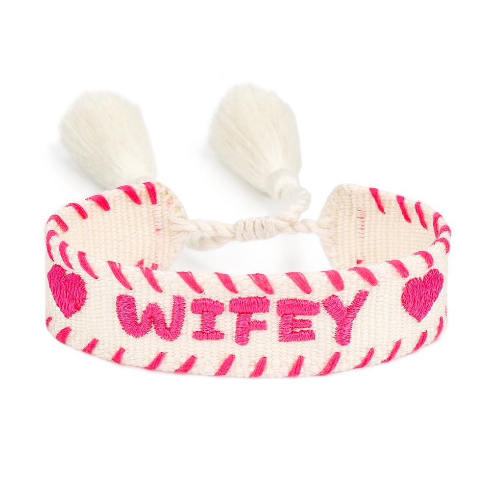 European-American Style Handwoven Lace Bracelet - Women's Fashion, Adjustable Letter Design