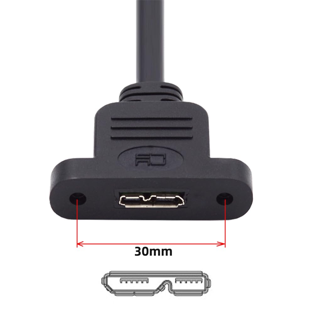 xiwai USB Male to Screw Mount Extension Cord 480Mbps Micro USB Female Extension Cable 2.0 Type-B - 3.0 Type-B