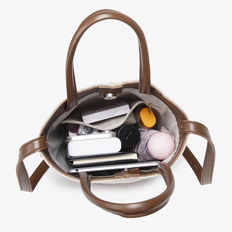 Simple and Versatile Casual Large-capacity Messenger Bag Bag Women's Korean Version Fashion Canvas Portable Bucket Bag Women's Shoulder Bag