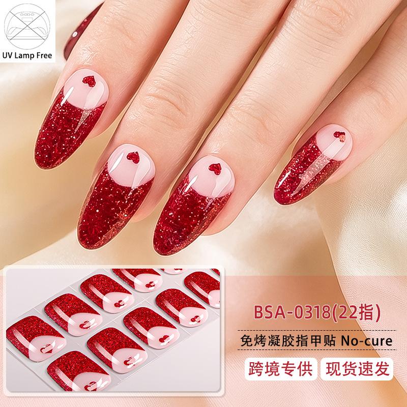 Gel Nail Sticker Waterproof Leopard Print Bronzing Free Baking Lamp Gel Nail Sticker Full Sticker UV Free