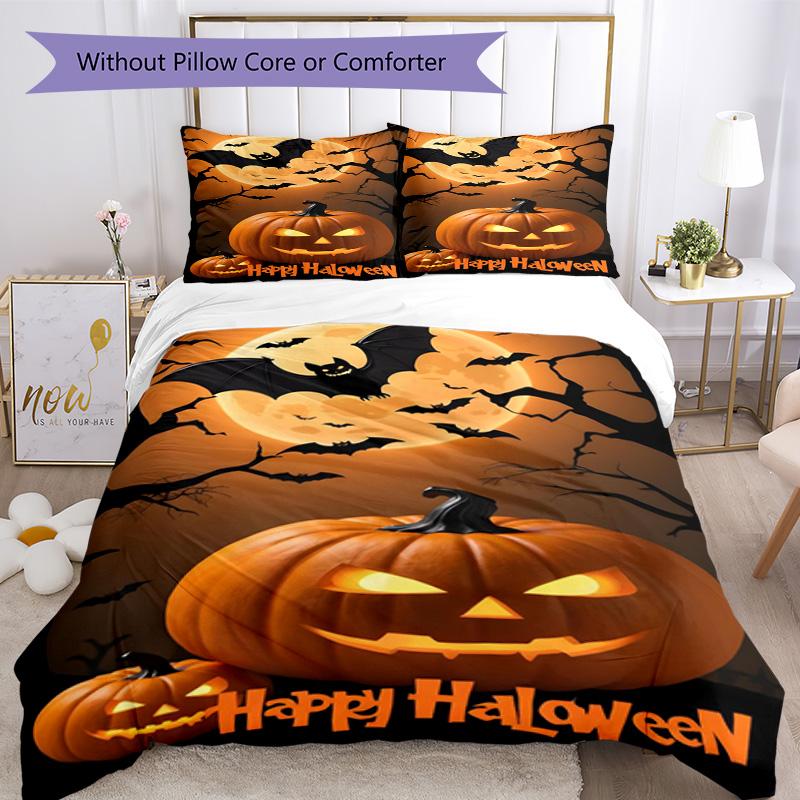 Halloween Bedding Set Breathable Duvet Cover with Pillowcases Decorative Bed Linen for Bedroom Home Decoration Birthday Gift