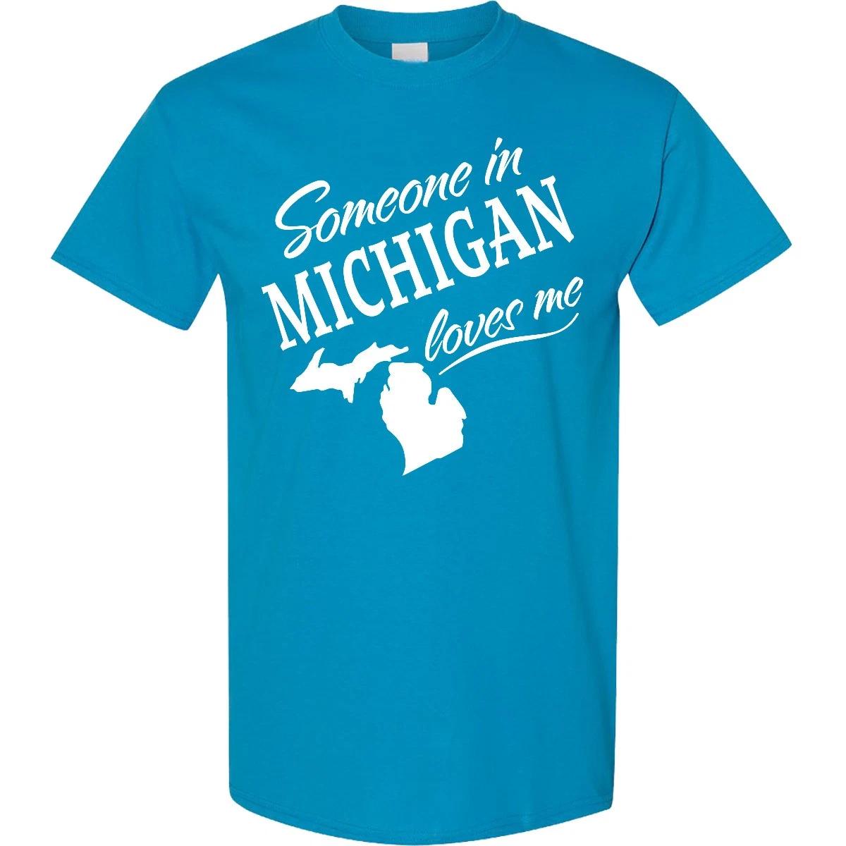 Inktastic Someone In Michigan Loves Me T-Shirt Home Family Grandparents Kids 160