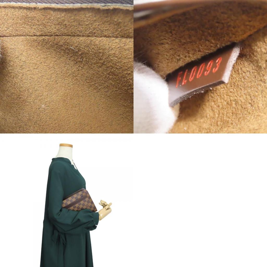 Used LOUIS VUITTON Clutch Bag Saint Louis N51993 Damier/leather Ebene Brown Business Bag