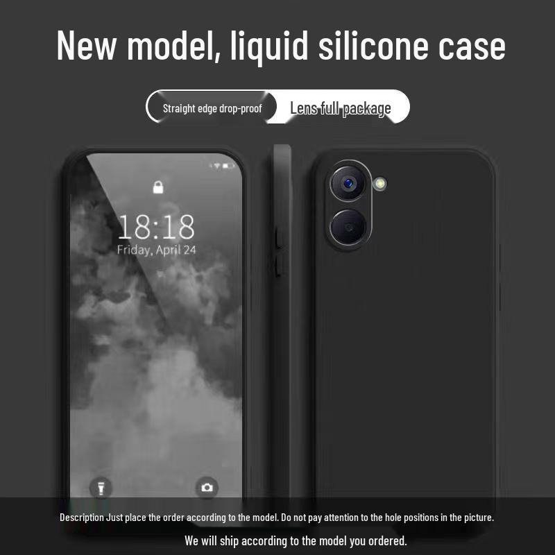 Realme V20 Simple Solid Color Liquid Full Coverage Anti-fall Cube Soft Case