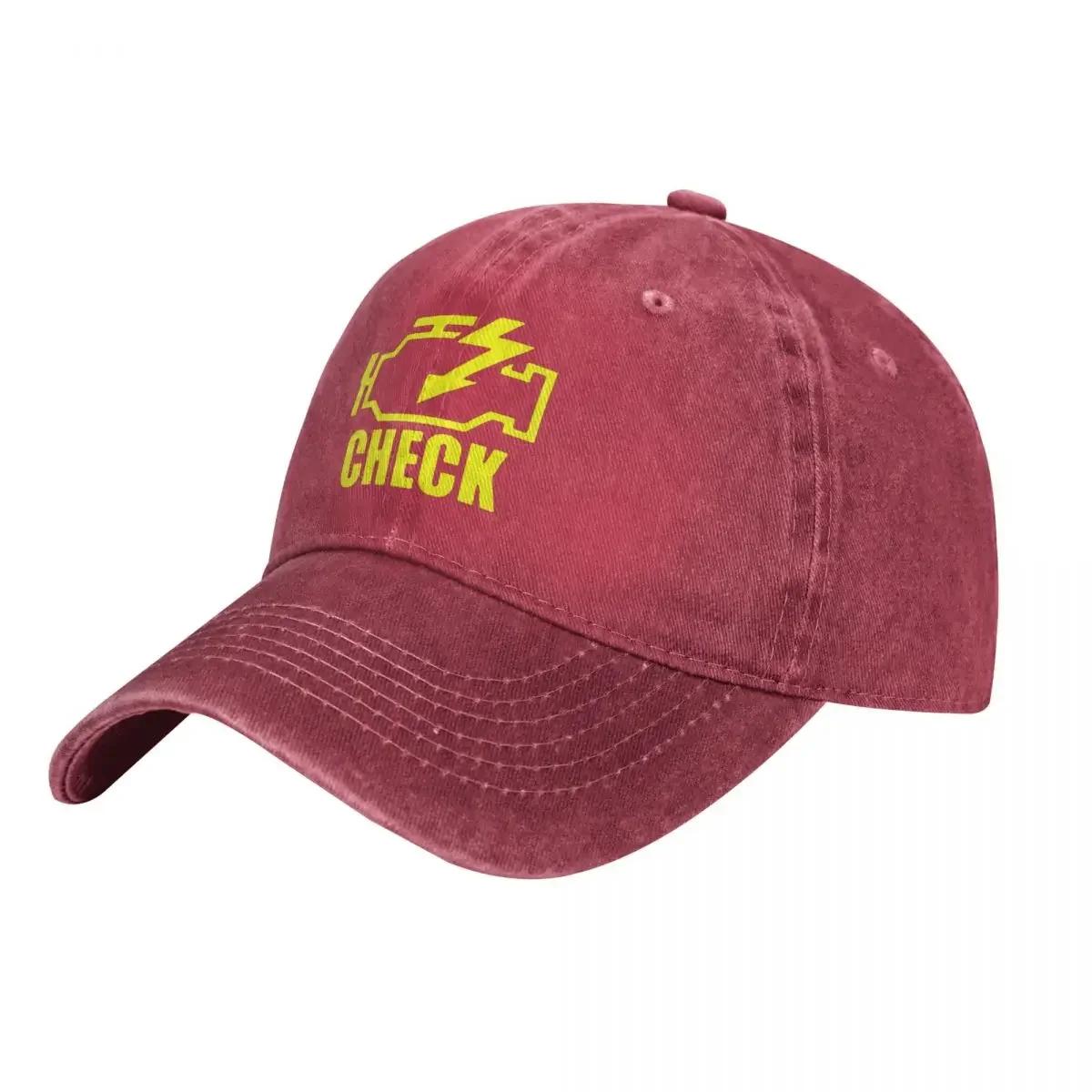 

Check Engine Baseball Cap Light Mechanic Vintage Unisex Washed Hip Hop Hats Hot Sale Print Fishing Baseball Caps Gift Idea Adjustable& 8Y