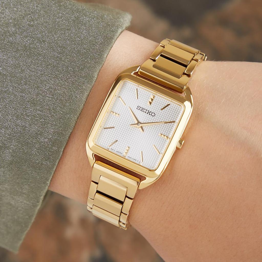 Seiko Essentials SWR078 Quartz Gold Dial Quartz Women's Watch, Movement.