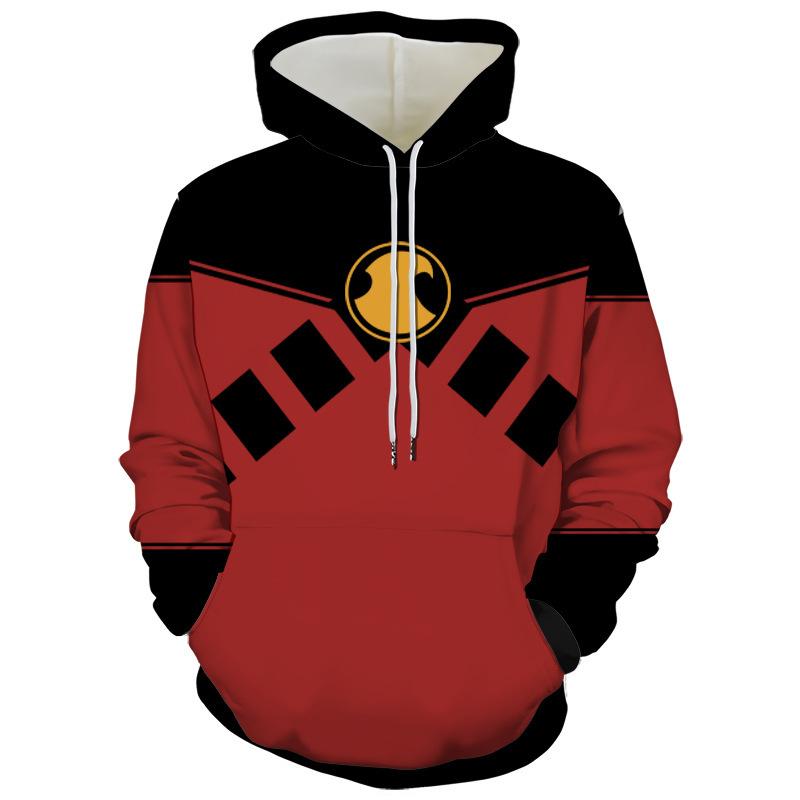 Men Women Cosplay Superhero Robin Hoodie Sweatshirts Costume Tops Streetwear Sweatshirt Halloween Party Nightwing Hooded Clothes