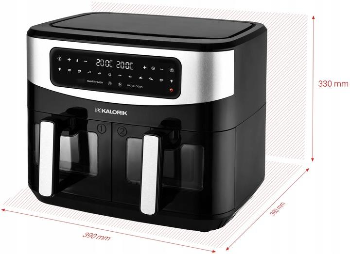 Frytkownica beztłuszczowa 10l xxl air fryer podwójna 2600w okienka podglądu