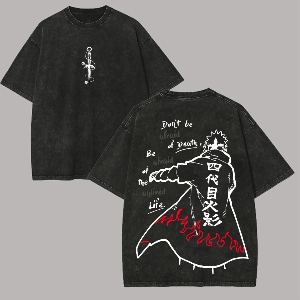 

Minato T Shirt Naruto Men Acid Wash Back Print Quote Anime Graphic Cotton Streetwear Namikaze Hokage Vintage Bootleg Tee L