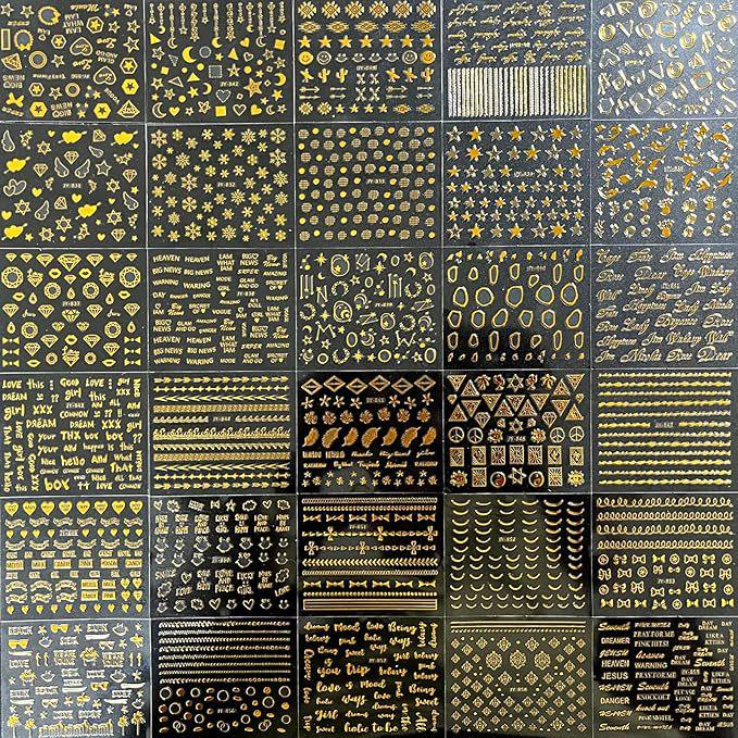 Gold 3D Self-Adhesive Full Cover Nail Stickers for Kids - Wearable Manicure Decals