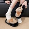 Internet Celebrity Bag Head Half Slippers Women's Outer Wear 2025 Autumn and Winter New Heightened Thick-soled Fluffy Shoes Home Warm Cotton Mop
