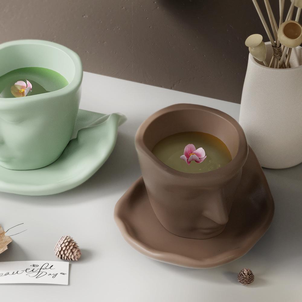 Nordic Design Candle Cup Silicone Mold Handmade Abstract Human Face Tray Molds Plaster Resin Coaster Making Home Decor Supplies