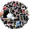 50PCS Christmas Black Cat Cute Christmas Fun Stickers DIY Handmade Materials Phone Case Laptop Luggage Bottle Stickers
