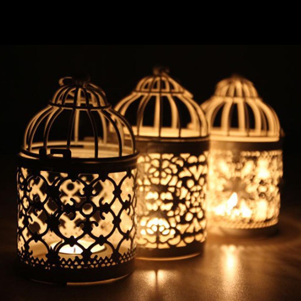 Vintage Birdcage Tealight Candle Holder Iron Decorative Lantern Pillar Candle Stand for Home Wedding Party