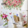 Colorful Flower Butterfly Toilet Sticker Removable Self-adhesive Waterproof PVC Living Room Bathroom Wall Art Floral Toilet Lid Decoration Decal