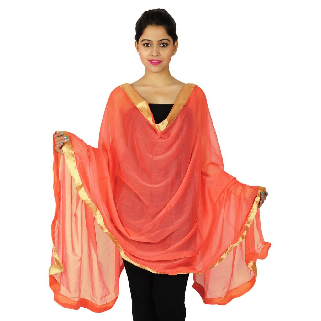 Women Wear Chiffon Blend Dupatta Neck Wrap Long Stole Indian Scarves Chunni