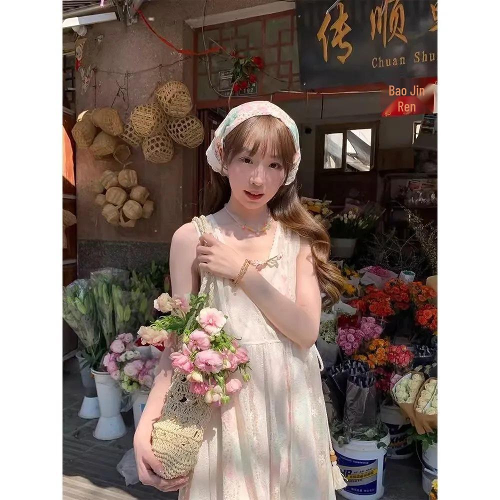 

Сладкий летний женский комплект из двух частей: Цветочное платье-майка и длинный кардиган от солнца S [40-50 kg]