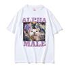2026 Alpha-Männchen Lustige Katze Einhorn Regenbogen T-Shirt Herren Damen Mode Kawaii Niedlich Kurzarm T-Shirt Baumwolle Locker Übergröße T-Shirt Lässige Tee Tops