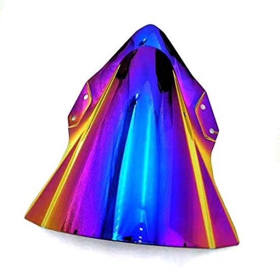 Motorcycle Windshield Iridium Windscreen with Black Nuts and Bolts for Kawasaki Ninja 400 2018 2019 Fasteners, (Deep Iridium)