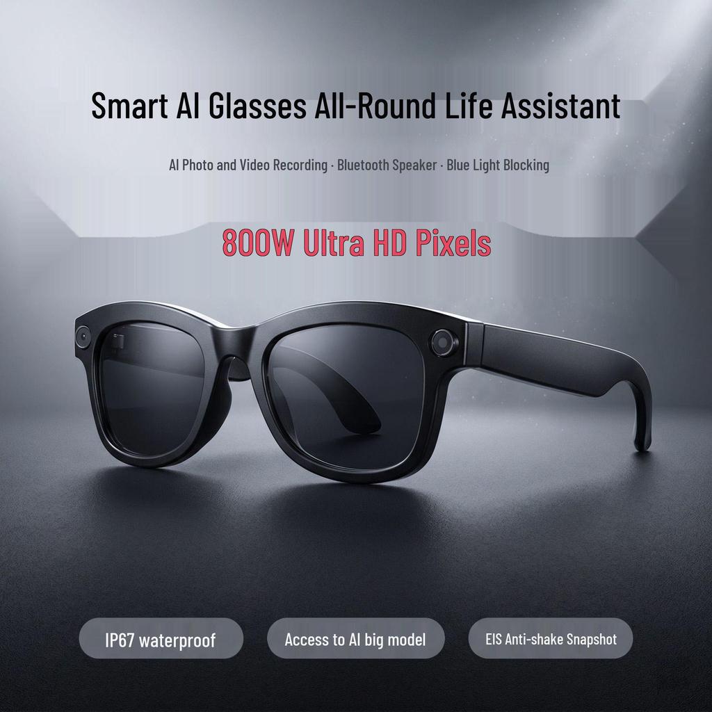 In Stock ZN447 Smart AI Glasses: 13MP Camera, Myopia Translation, Bluetooth, 4K HD Video Recording, Call & Photo Shooting.