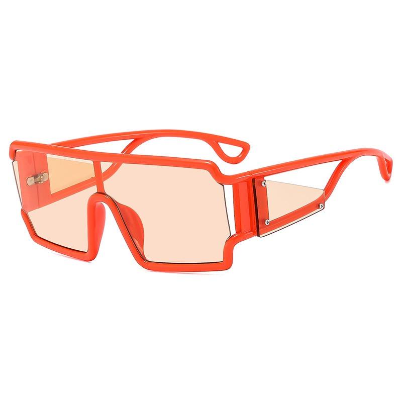 1PC Plastic Square Conjoined Sunglasses for Men with Hollowed Out Avant-garde Fashion Street Pography Futuristic Feel