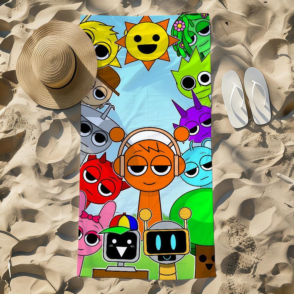 Neues S-sprunki Spiel K-kids Handtuch Strandtuch Übergröße Schnelltrocknendes Handtuch Saugfähig Weich Schwimm Strandtücher für Männer Frauen
