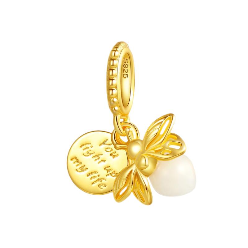 925 Sterling Silver Glow Firefly Butterfly Charms Fit Módní Originální náramky Dragonfly Bee Hmyz korálky Vlastní výroba šperků
