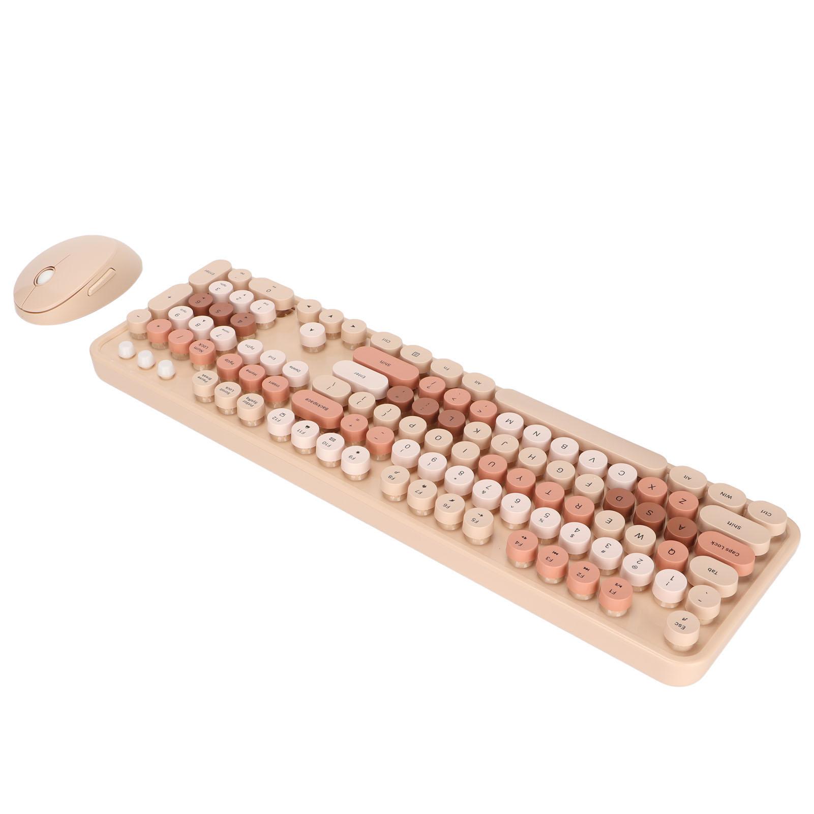 

Беспроводная клавиатура и мышь 104 клавиши эргономичная симпатичная настольная игровая клавиатура и мышь комплект для девочек для дома