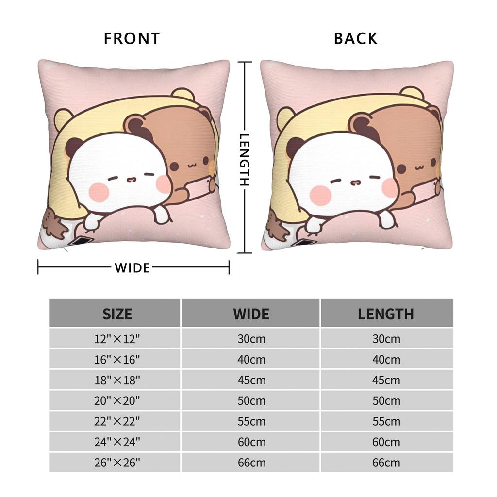 Bubu and Dudu Square Pillow Case Panda And Brownie Bear Couple Cushion Cover Awesome Decorative Pillowcase for Sofa
