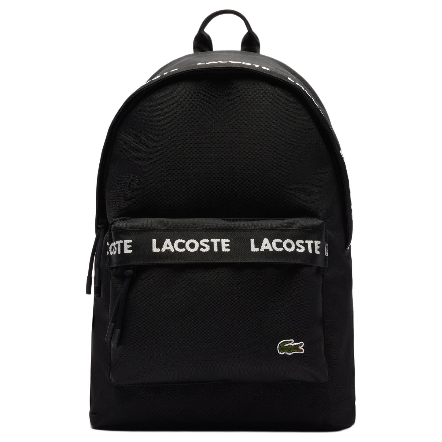 Lacoste Neocroc Letter Logo Zipper Closure Polyester Backpack Unisex backpack Black NU4685NZ-N37 Black