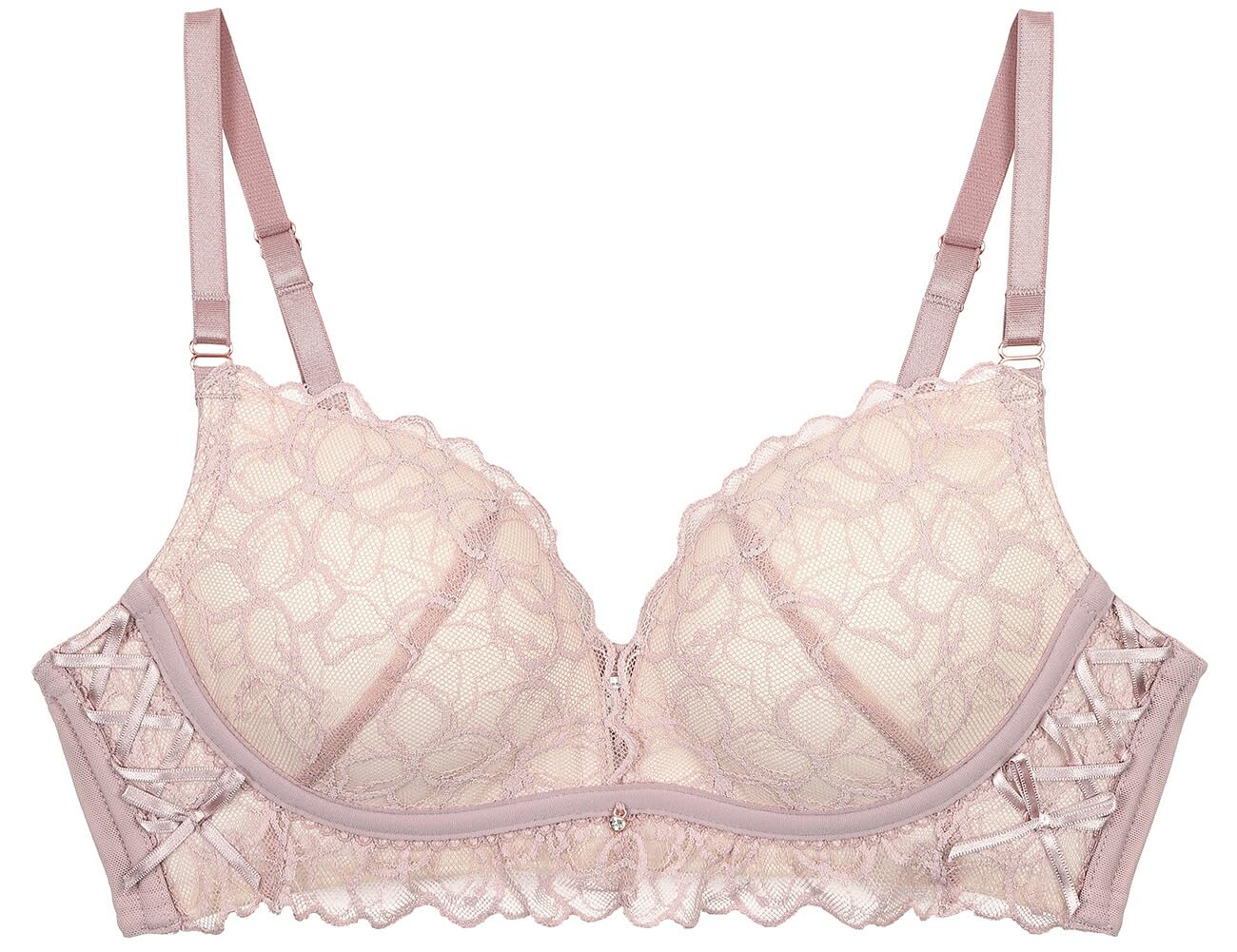 

Two Hatch Wireless Enhances Bra u369 Smoke Pink Bra, Cleavage, Stress-Free, Lace, Cute, Stylish, Only, D65,